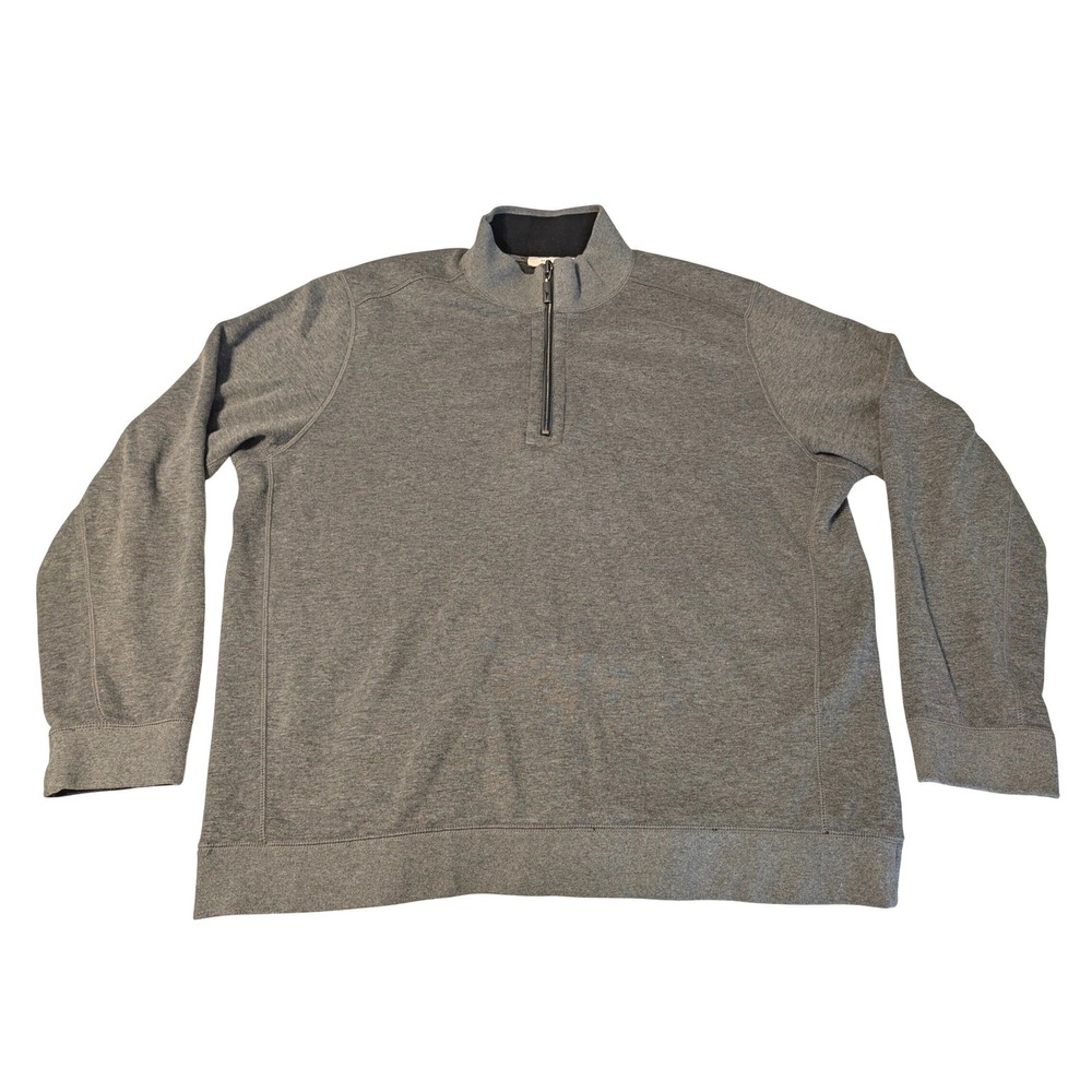 Tommy Bahama Men XL Switch It Up Reversible Quarter Zip Pullover Sweatshirt Grey